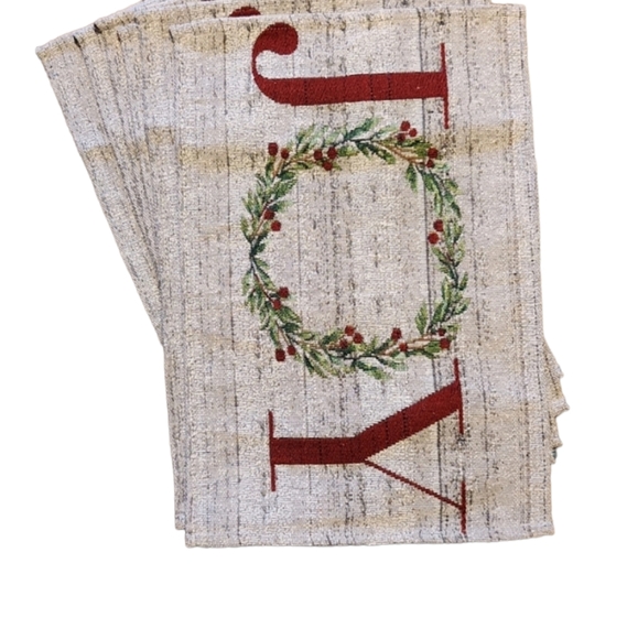 Set of 6 Christmas JOY wreath placemats in GREAT condition - Picture 3 of 5